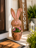 Whimsical Bunny Metal Planter