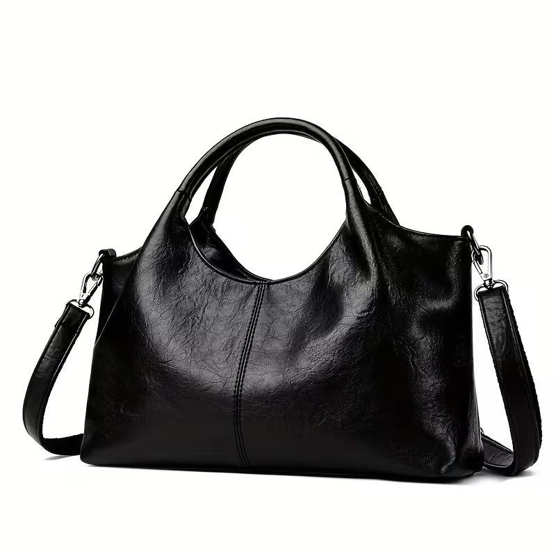 Soft Leather Hobo Shoulder Bag with Adjustable Strap – Slouchy Everyday Handbag (Multiple Colors)
