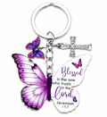 Blessed Butterfly Faith Keychain – Jeremiah 17:7 Christian Inspirational Keychain