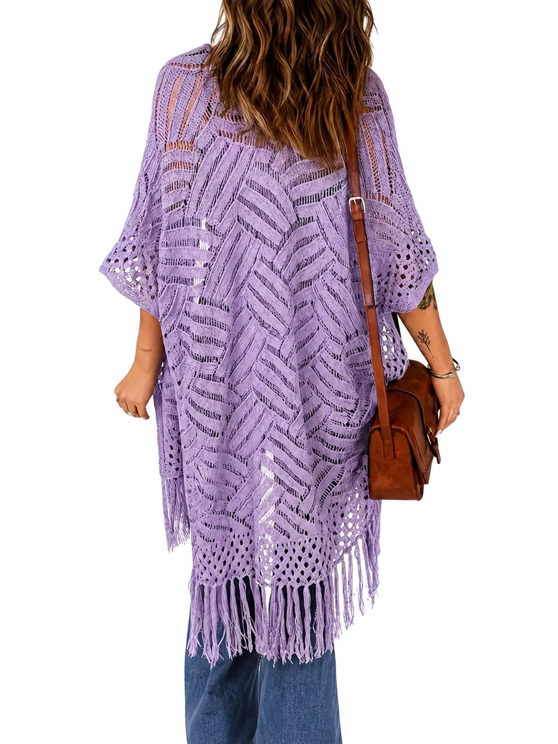 Lavender Lace Crochet Kimono