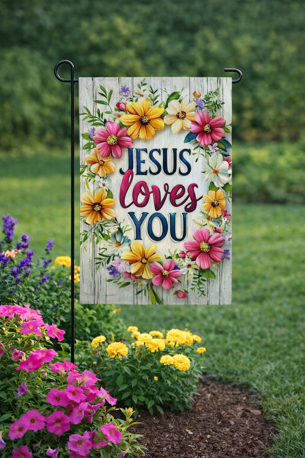 Jesus Loves You Garden Flag