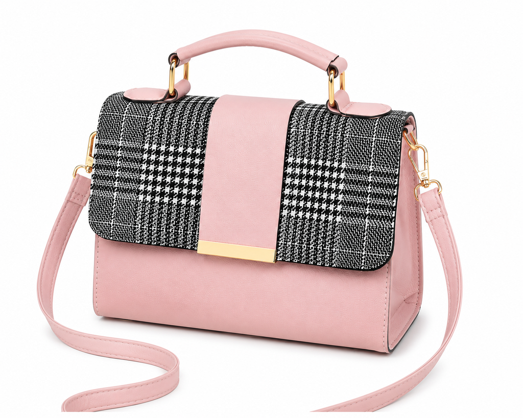 Houndstooth Handbag for Women-Crossbody Purse With Top Handle-Multiple Color Options