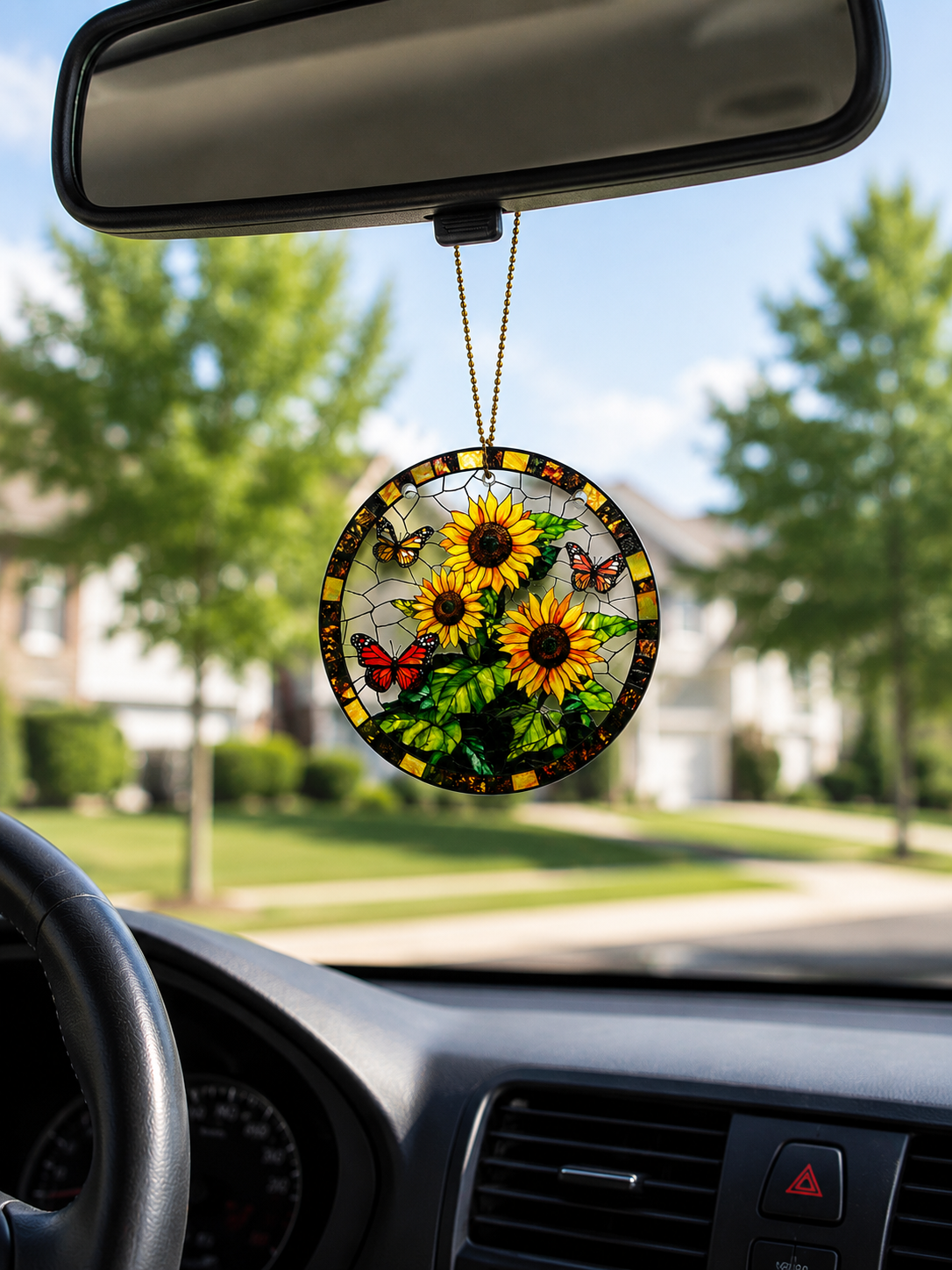 MINI Sunflower Stained Glass Car Charm Suncatcher