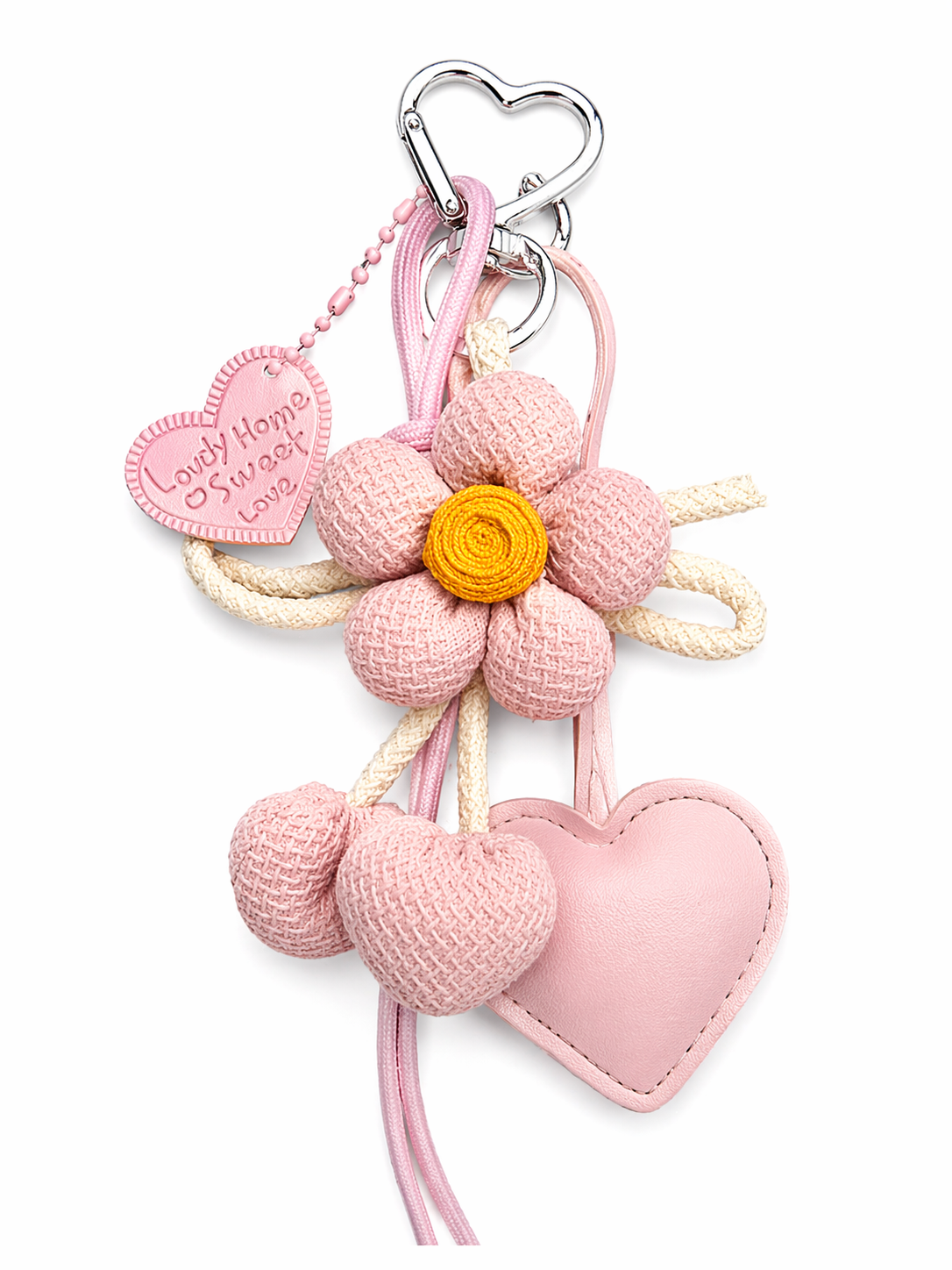 Cute Floral Bag Charm Keychain with Heart & Tassel – Trendy Purse Accessory for Women-Multiple Colors