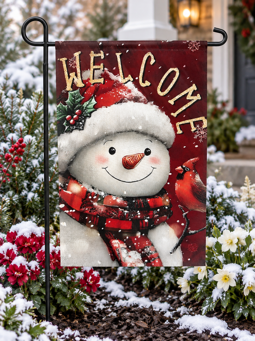 Winter Welcome Snowman Garden Flag