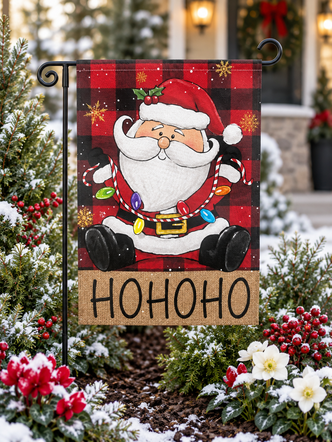 Jolly Ho Ho Ho Santa Garden Flag