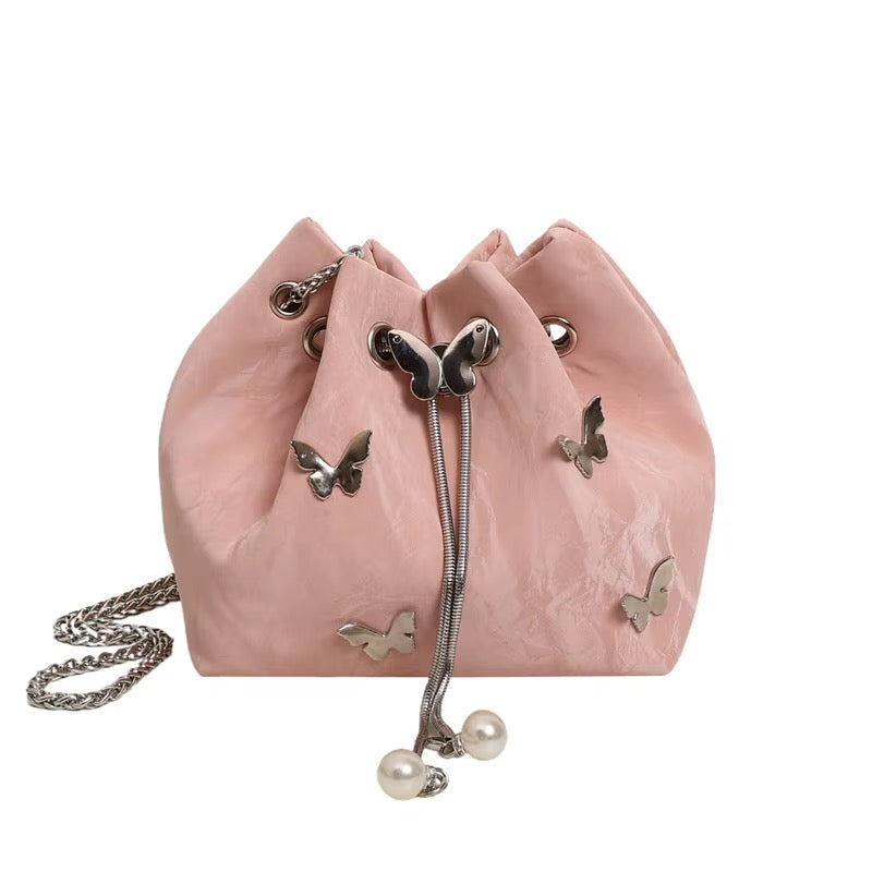 Butterfly Drawstring Bucket Bag-Crossbody Purse for Women-Multiple Color Options