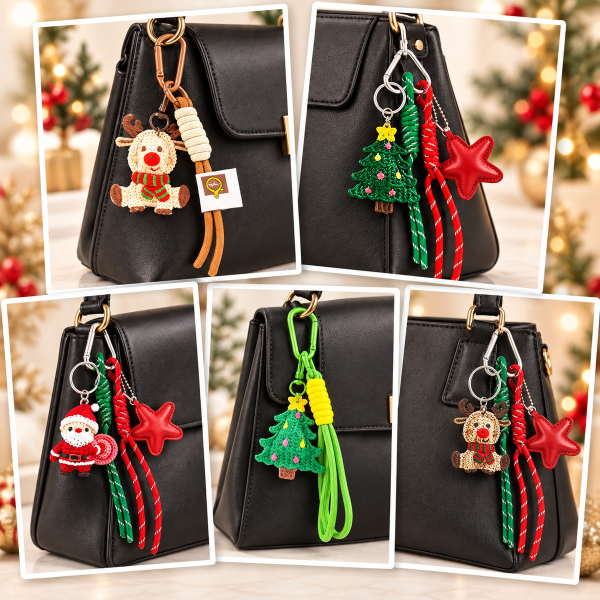 Festive Christmas Bag Charm Keychains