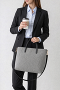 Black Herringbone Tote Bag
