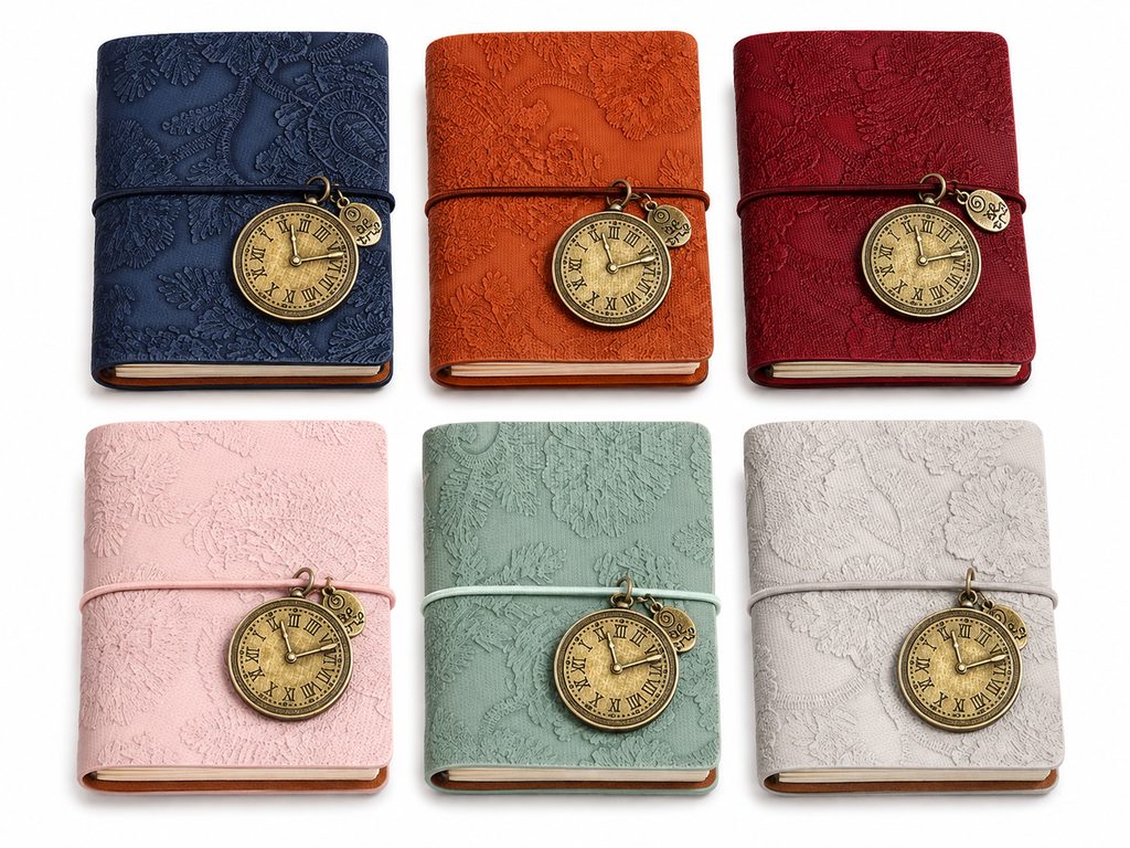 Vintage Keepsake MINI Notebooks With Clock Charm