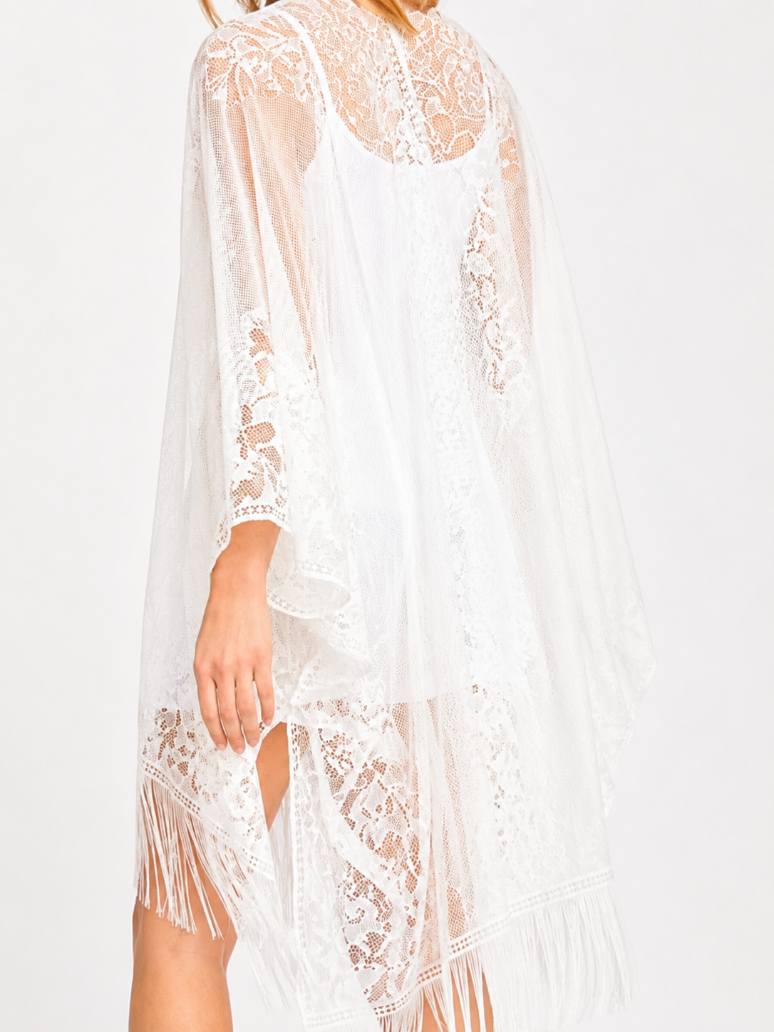 Ivory Coast Lace Fringe Kimono