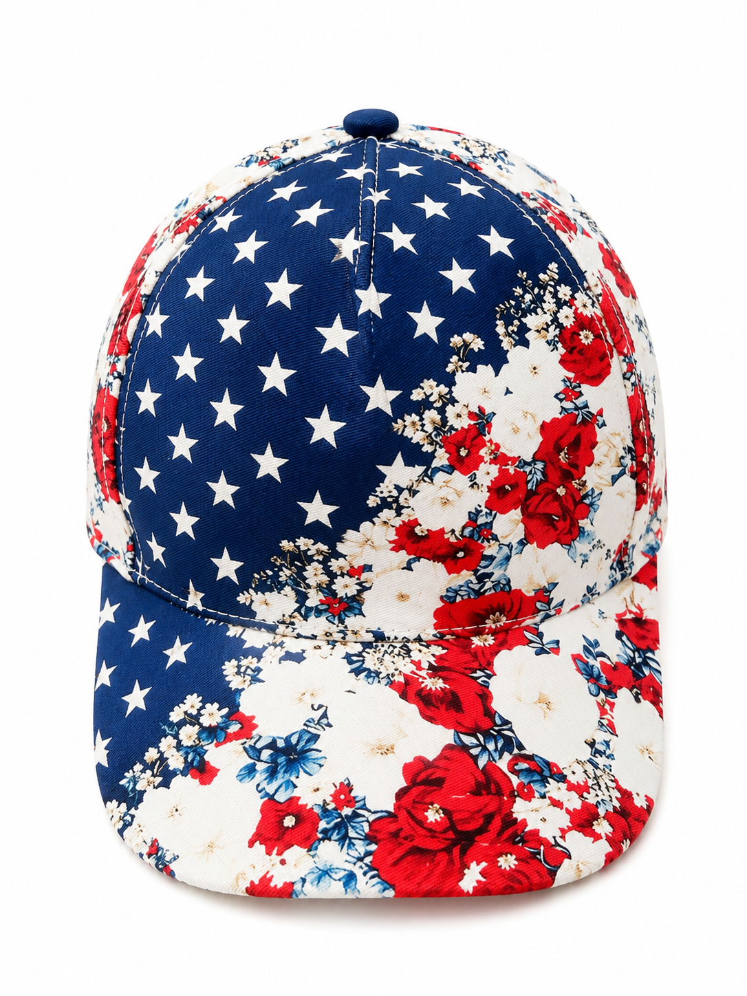 Patriotic Floral Stars & Stripes Baseball Cap