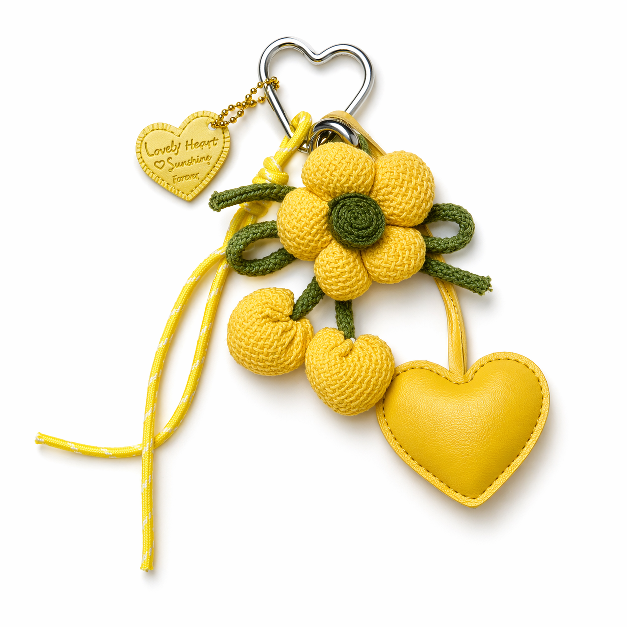 Cute Floral Bag Charm Keychain with Heart & Tassel – Trendy Purse Accessory for Women-Multiple Colors