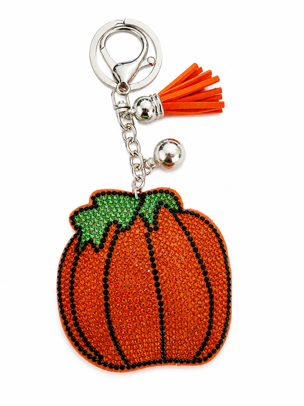 Sparkling Rhinestone Pumpkin Keychain Bag Charm