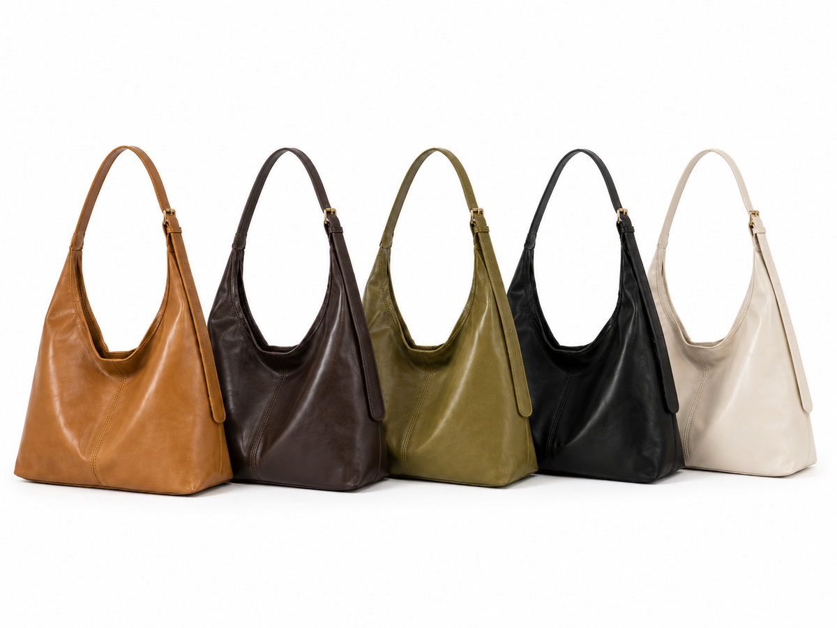Hobo Shoulder Bag for Women – Slouchy Faux Leather Tote, Everyday Handbag (Multiple Colors)