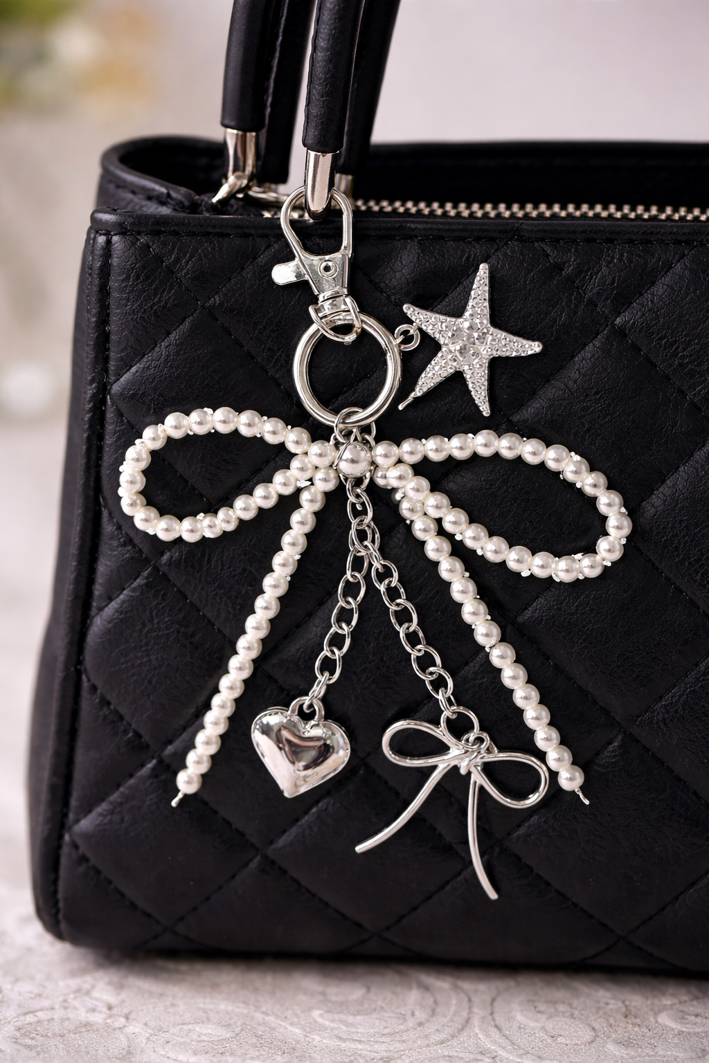 Pearl And Bow Bag Charm