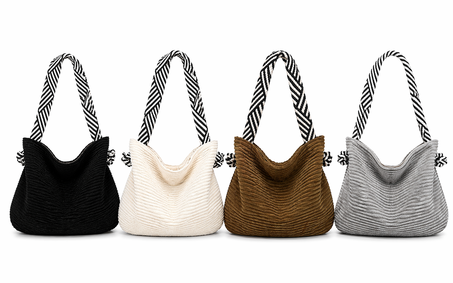 Corduroy Shoulder Bag with Rope Strap – Multiple Color Choices