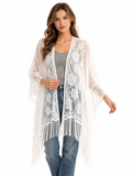 White Sands Lace Fringe Kimono