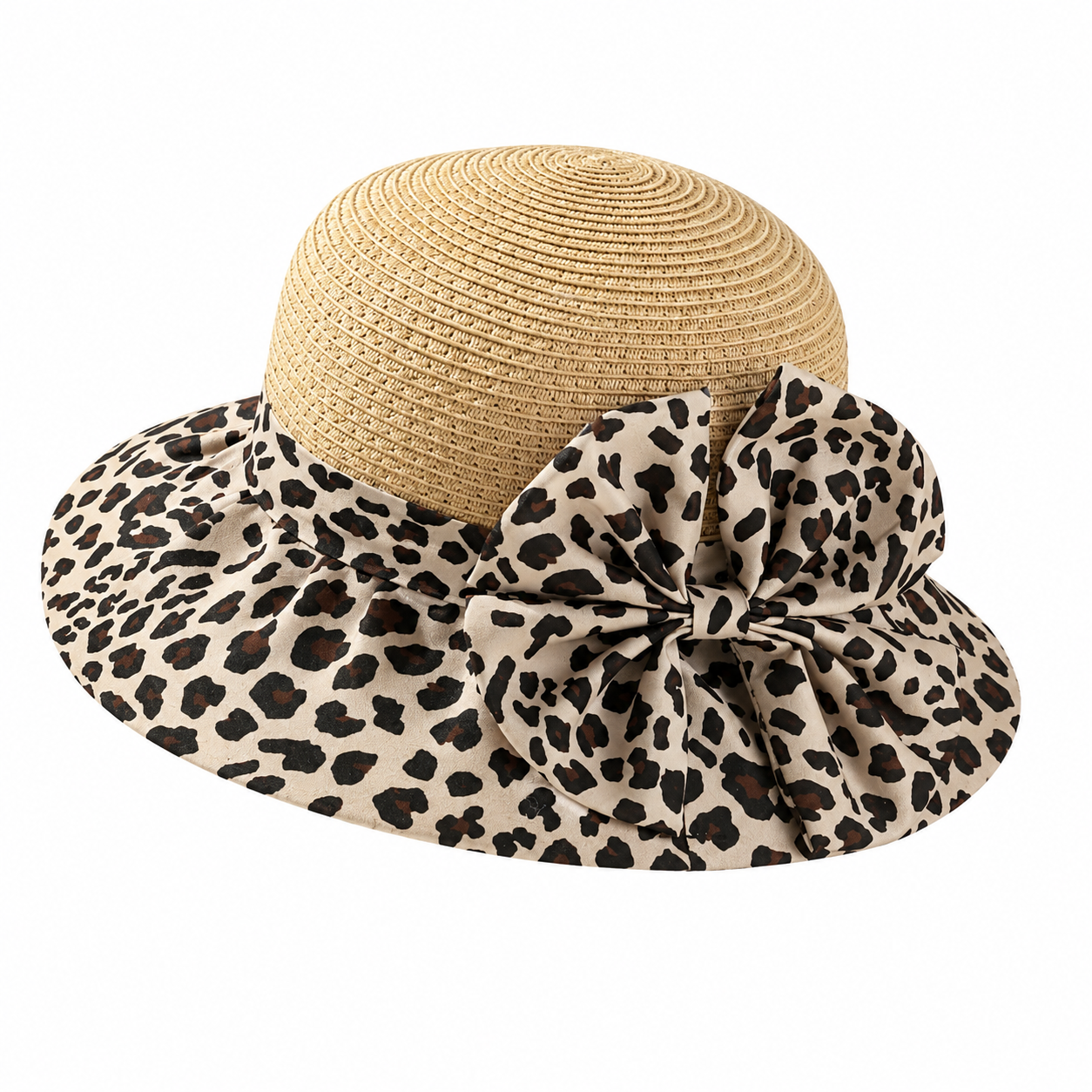 Leopard Bow Hats with Chin Straps