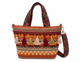 Boho Tassel Aztec Tote Bag – Multicolor Tribal Canvas Handbag with Crossbody Strap