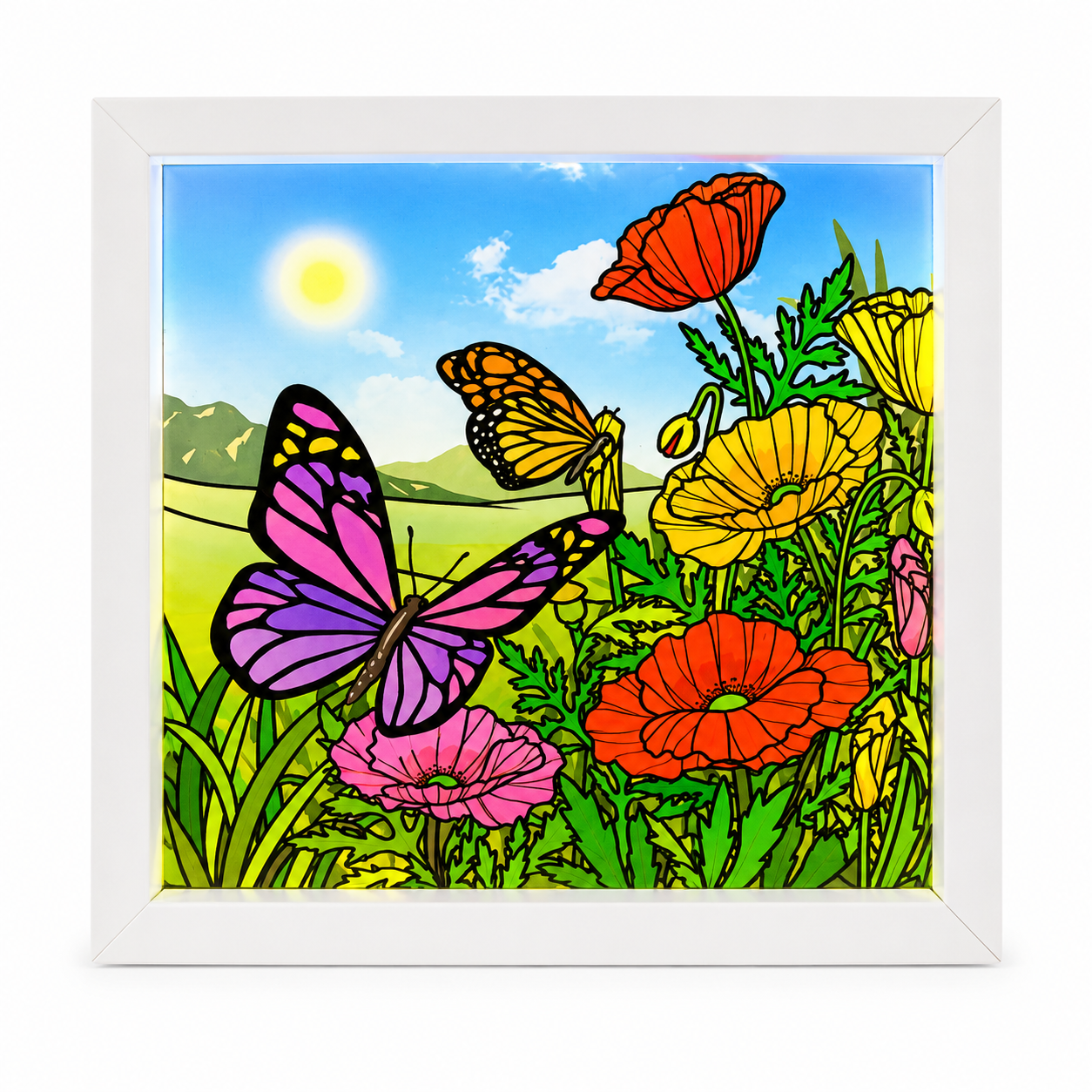 Illuminated LED Stained Glass Art Lamps-8"x 8" (USB Powered) -Multiple Style Options