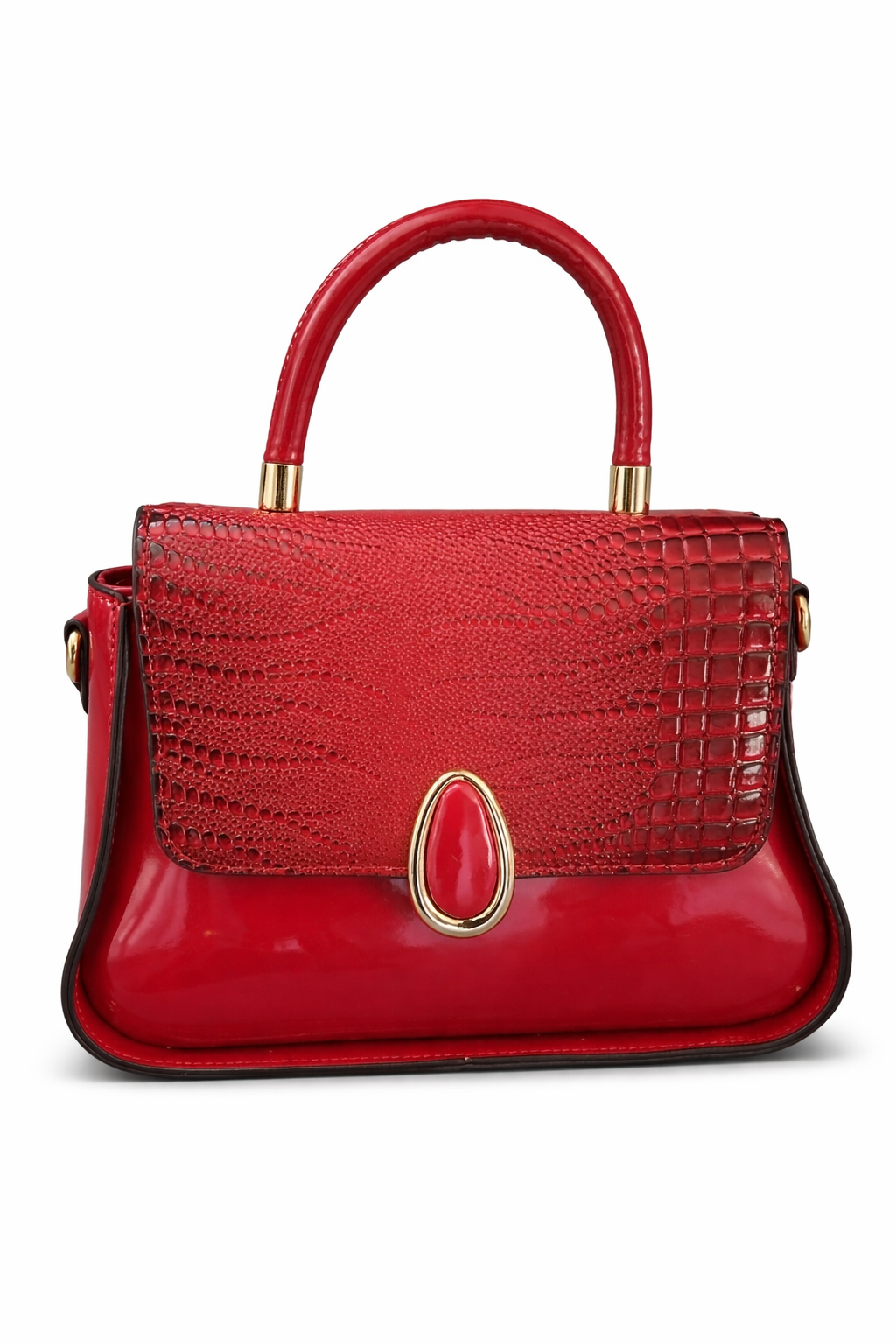 Luxury Croc Embossed Top Handle Handbags – Patent Leather Structured Purse-Multiple Color Options