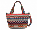 Boho Aztec Pattern Canvas Tote Crossbody Bag – Multicolor Tribal Handbag with Adjustable Strap