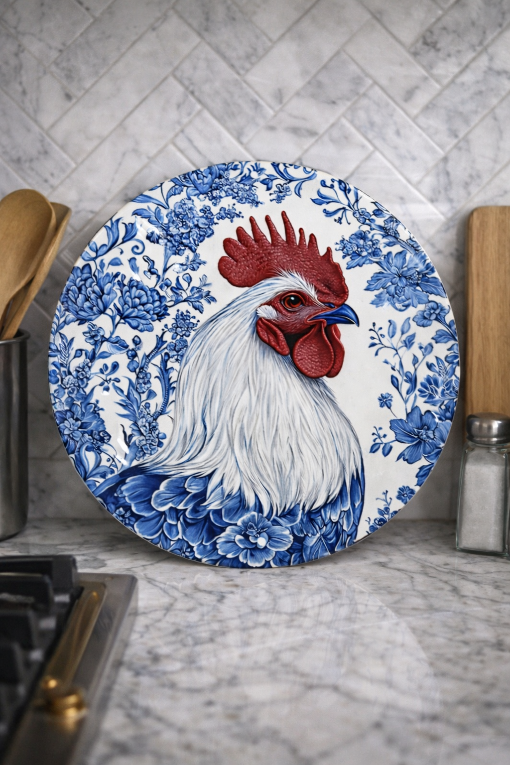 Farmhouse Blue Rooster Plaque