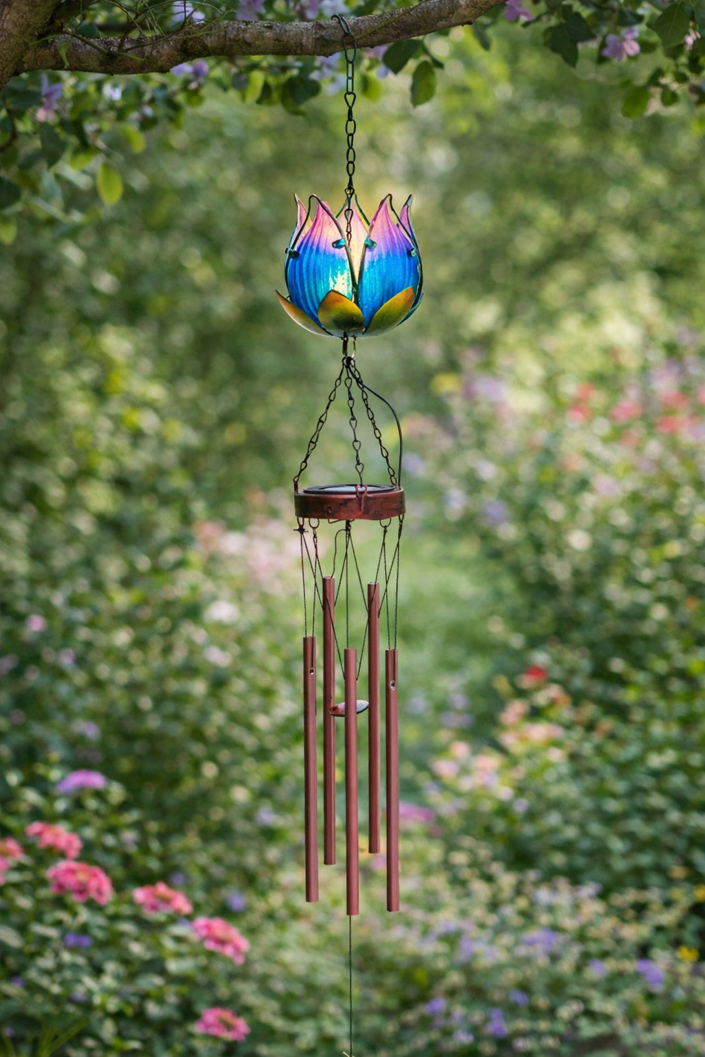 Lotus Flower Wind Chime with Solar Light