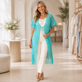 Turquoise Dreams Lace Fringe Kimono