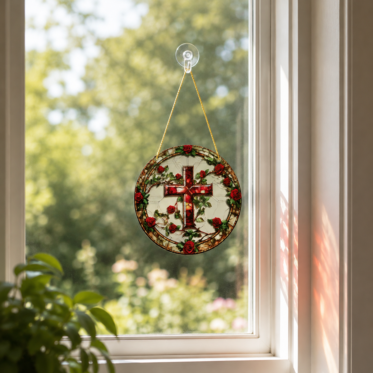 Faith in Bloom Cross Suncatcher