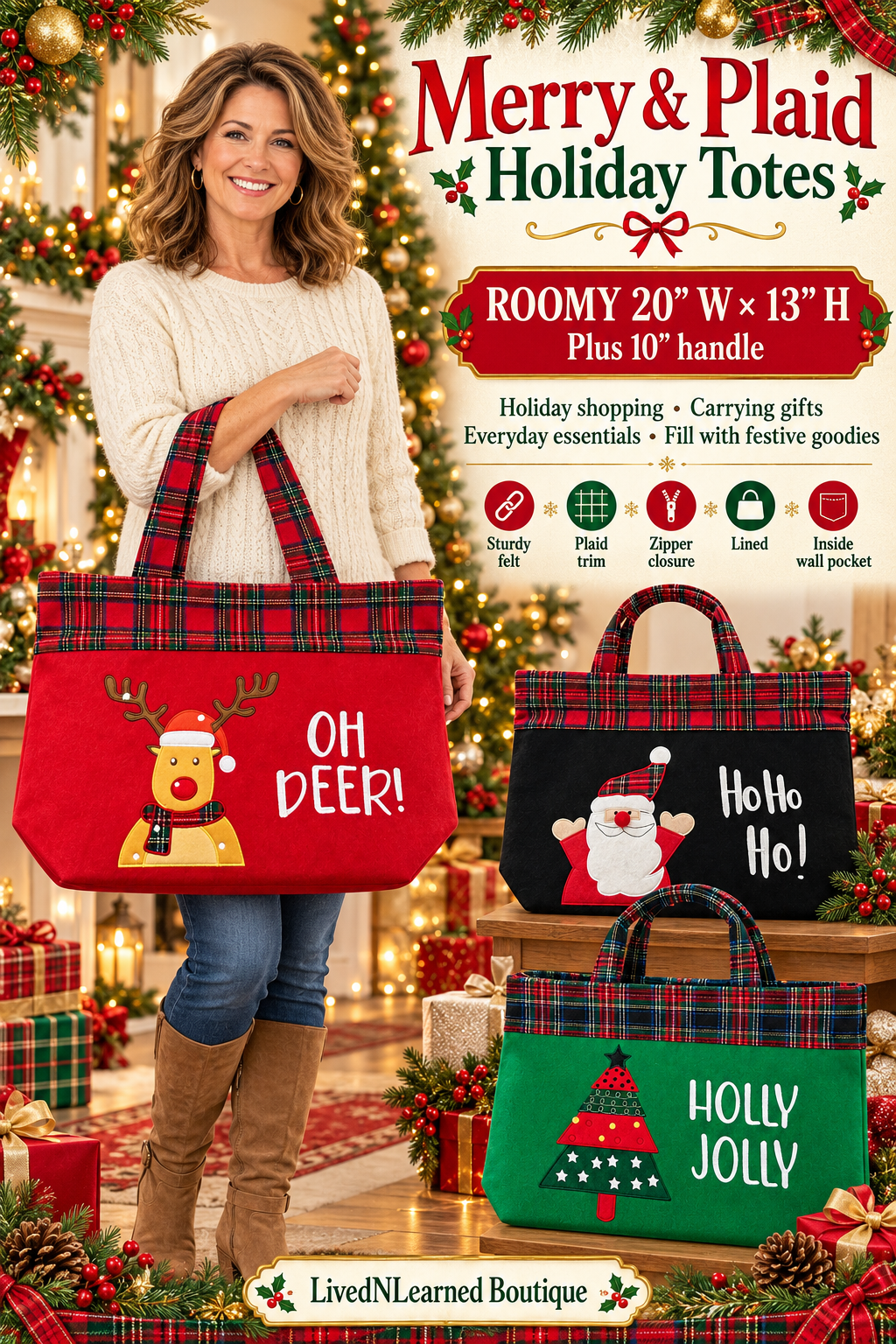 Merry & Plaid Holiday Totes