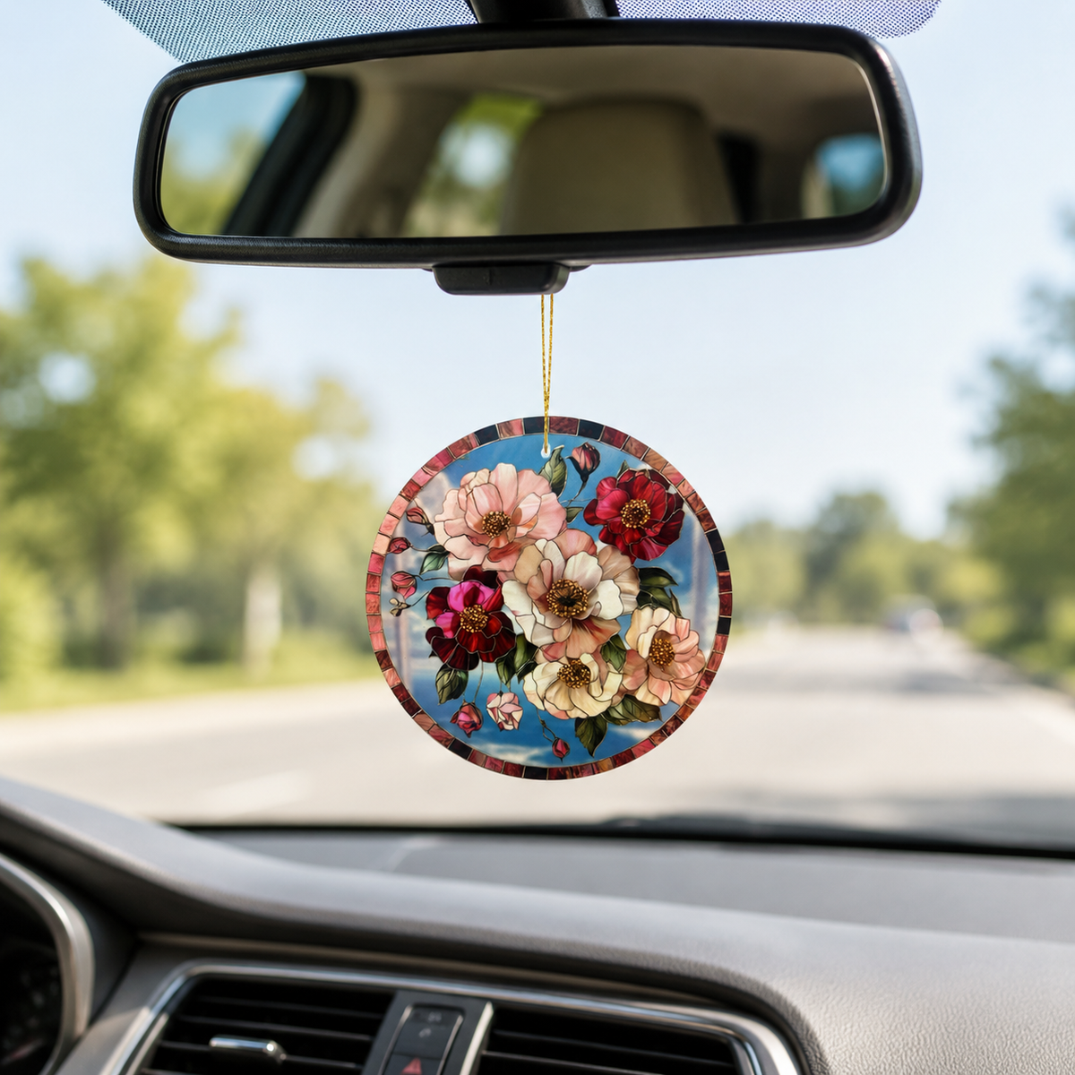 Mini Blushing Blooms Floral Car Ornament