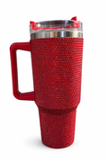 ❤️ Red Sparkle Tumbler Cup – Rhinestone Glitter Insulated Cup with Lid & Straw