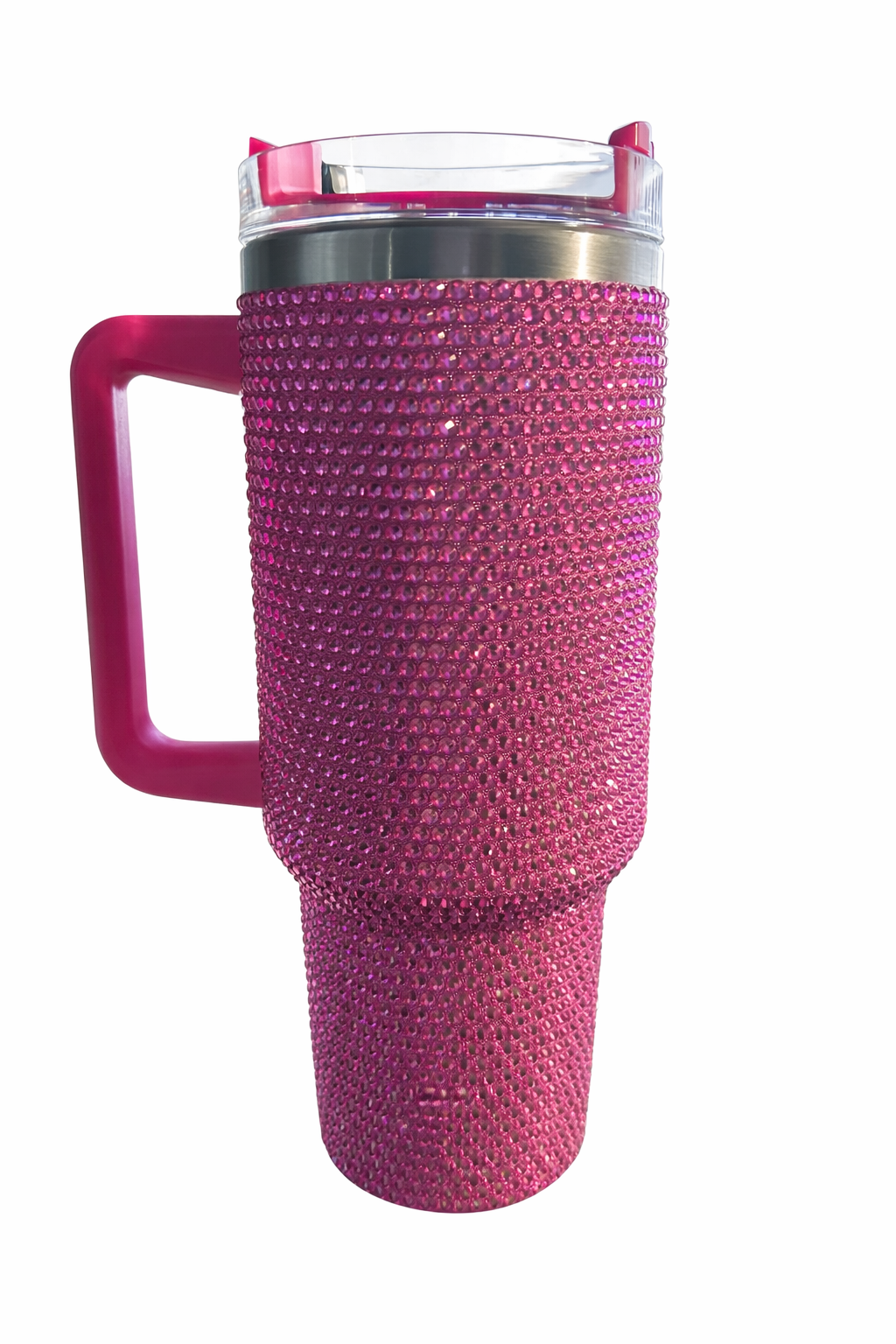 💗 Bright Pink Sparkle Tumbler Cup – Rhinestone Glitter Insulated Cup with Lid & Straw