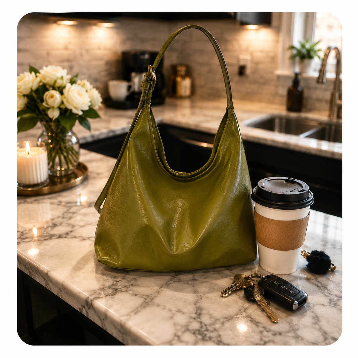 Hobo Shoulder Bag for Women – Slouchy Faux Leather Tote, Everyday Handbag (Multiple Colors)