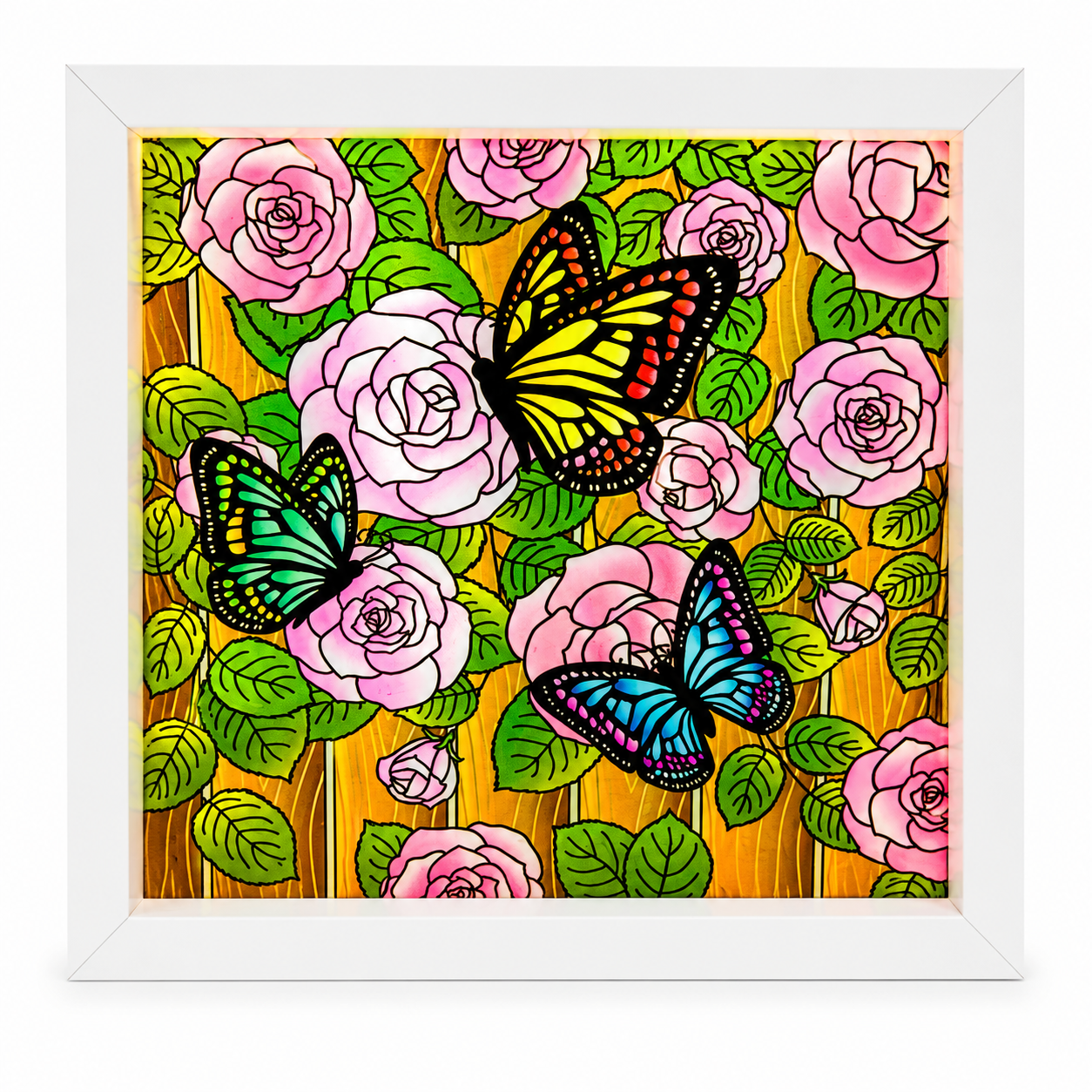 Illuminated LED Stained Glass Art Lamps-8"x 8" (USB Powered) -Multiple Style Options