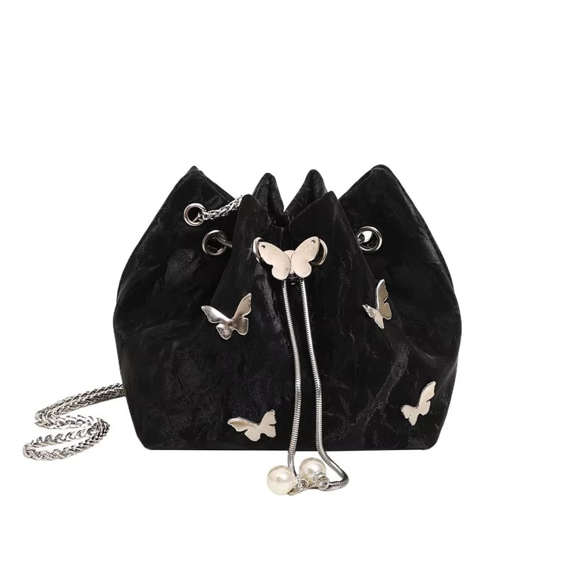 Butterfly Drawstring Bucket Bag-Crossbody Purse for Women-Multiple Color Options