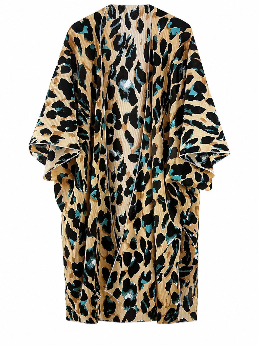 Turquoise Safari Animal Print Kimono