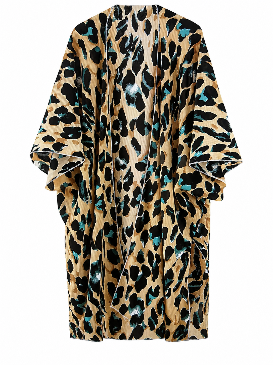 Turquoise Safari Animal Print Kimono