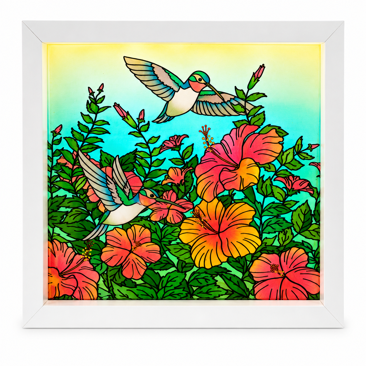 Illuminated LED Stained Glass Art Lamps-8"x 8" (USB Powered) -Multiple Style Options