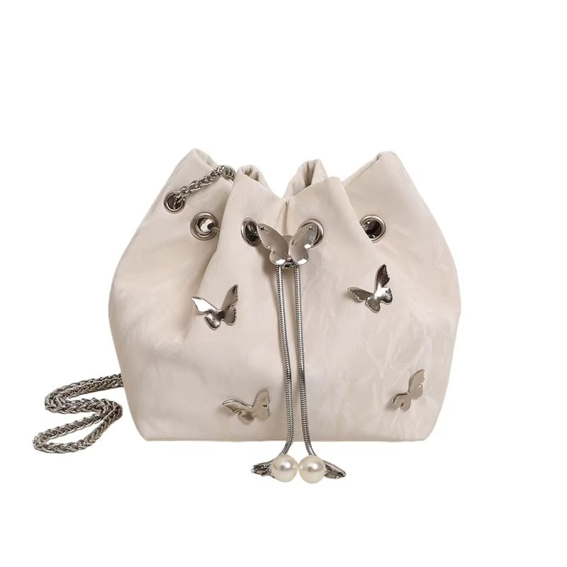 Butterfly Drawstring Bucket Bag-Crossbody Purse for Women-Multiple Color Options