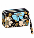 Retro Floral Triple Zip Wristlet Wallet