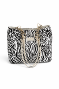 Zebra Print Shoulder Bag-Black and White Handbag for Women