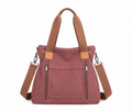 Canvas Tote Bag with Crossbody Strap – Multi Pocket Everyday Shoulder Bag for Women (Medium)-Multiple Color Choices