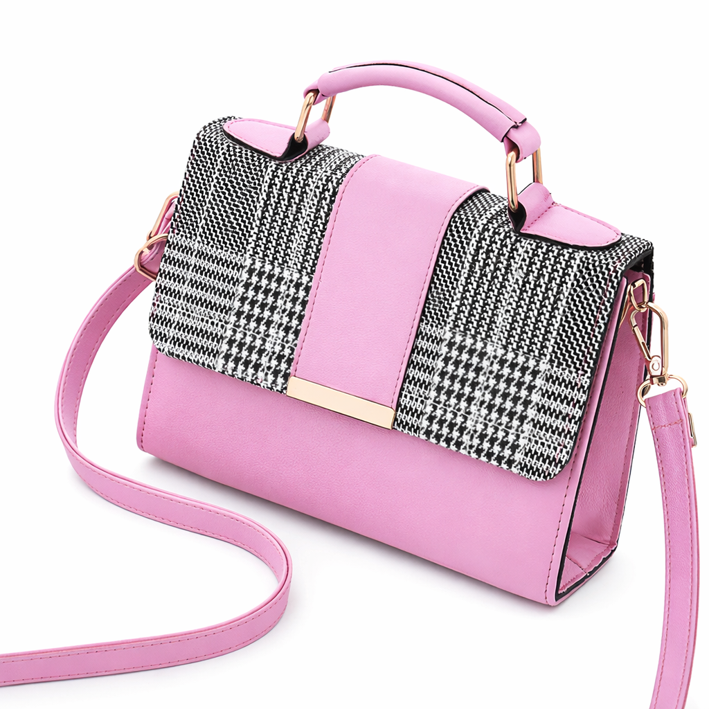 Houndstooth Handbag for Women-Crossbody Purse With Top Handle-Multiple Color Options