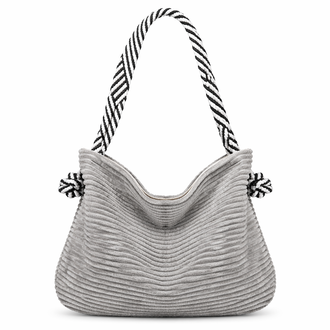 Corduroy Shoulder Bag with Rope Strap – Multiple Color Choices