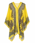 Light Yellow Sheer Paisley Kimono Cardigan for Women – Lightweight Boho Cover Up, Flowy Beach Layer