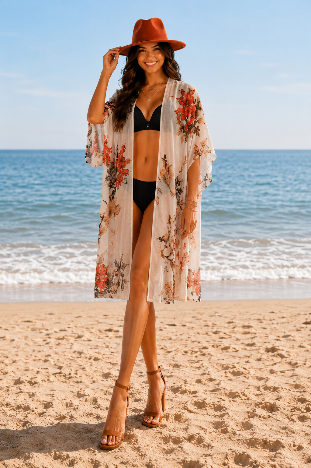 Blush Bloom Sheer Kimono