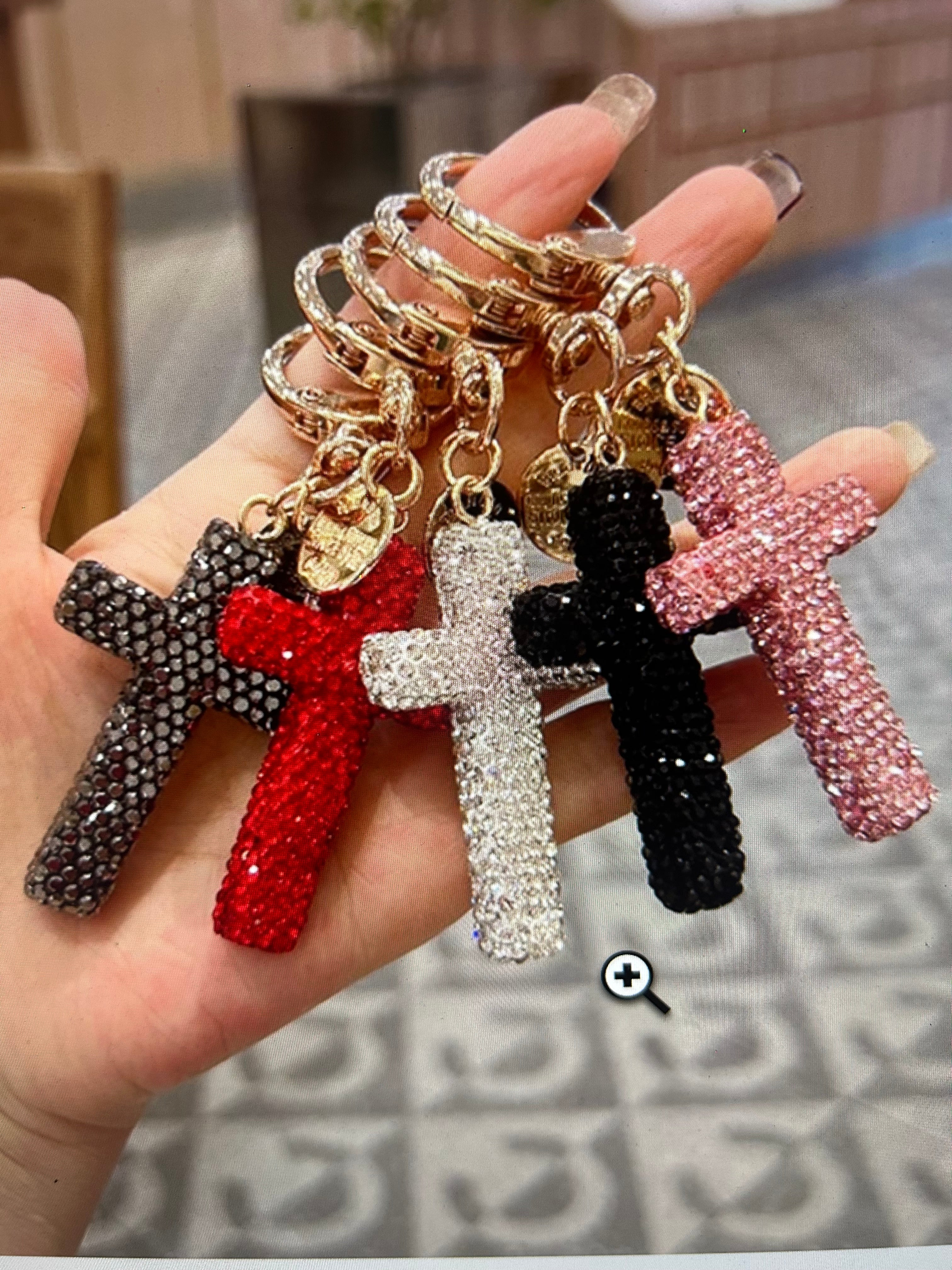 Bling Cross Keychain-Multiple Colors